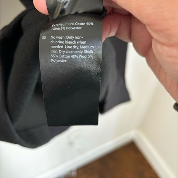 COS Women long sleeve crew neck little black dress with shoulder pads medium NWT - Picture 11 of 12